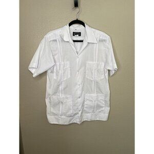 D'Yuvas Mens‎ White Shirt 38 short sleeve button up collared cotton mexico